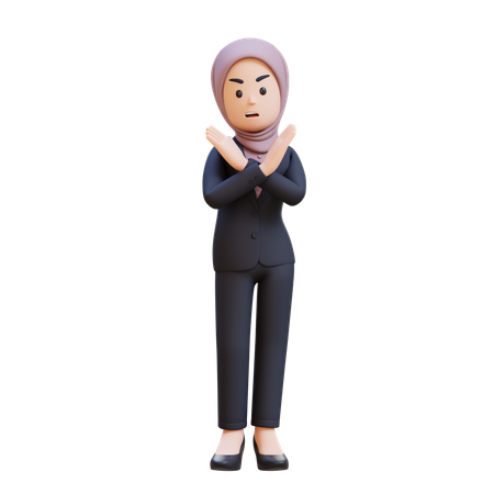 Hombre de negocios con hiyab cruzando la calle con la mano mostrando la señal de stop  3D Icon