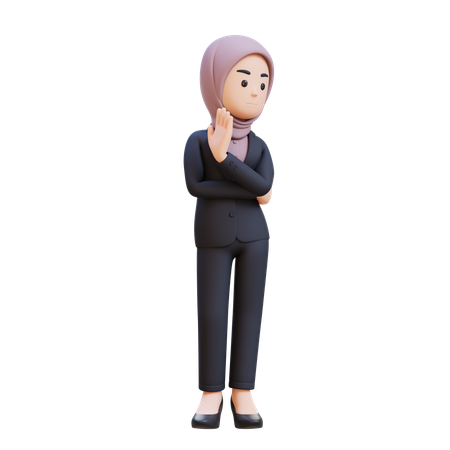 Hombre de negocios con hiyab mostrando señal de stop  3D Icon