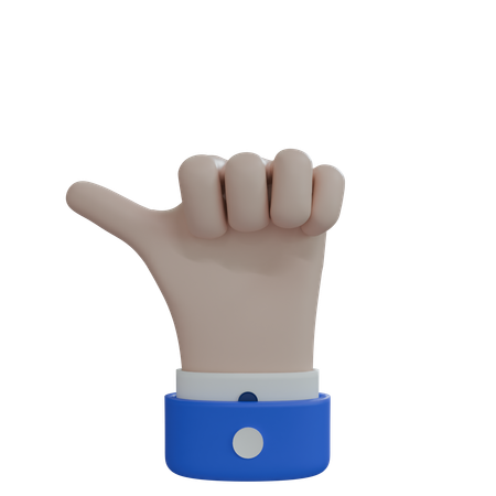 Mano de hombre de negocios con el pulgar apuntando hacia la izquierda, mano blanca  3D Icon