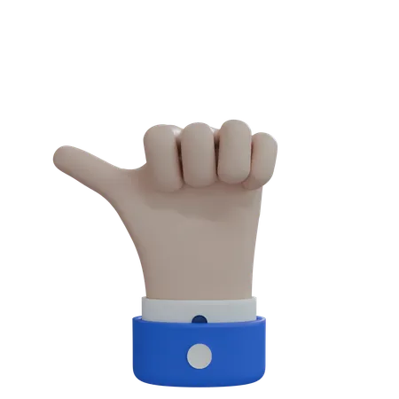 Mano de hombre de negocios con el pulgar apuntando hacia la izquierda, mano blanca  3D Icon