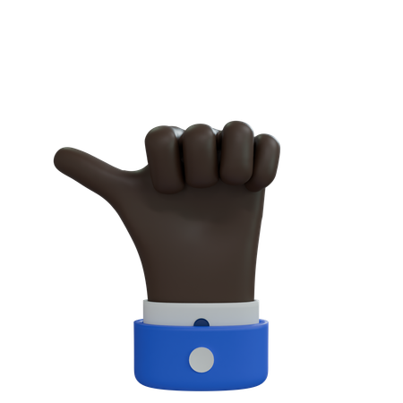 Mano de hombre de negocios con el pulgar apuntando hacia la izquierda, mano negra  3D Icon