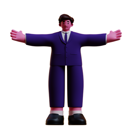 Hombre de negocios con las manos abiertas  3D Icon