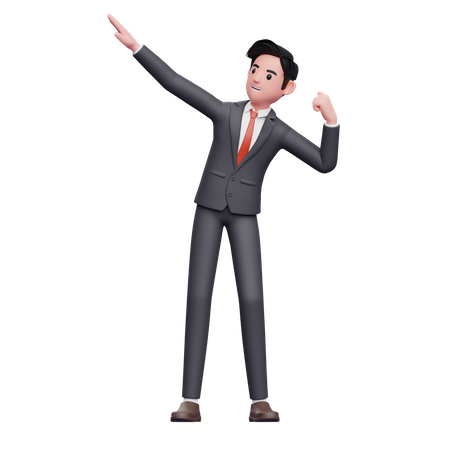 Hombre de negocios con traje formal y celebrar la victoria  3D Icon