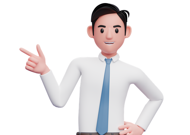 Hombre de negocios con una camisa blanca apuntando con una pistola  3D Icon