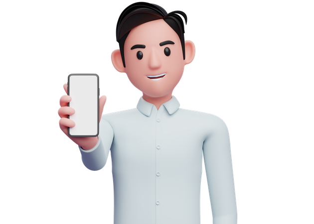 Hombre de negocios confiado que muestra la pantalla del teléfono  3D Icon