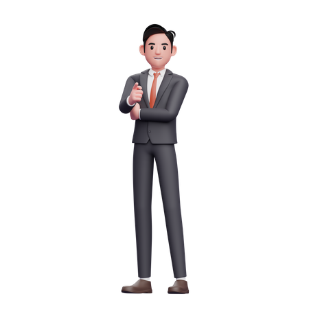 Hombre de negocios en traje formal apuntando a la cámara  3D Icon
