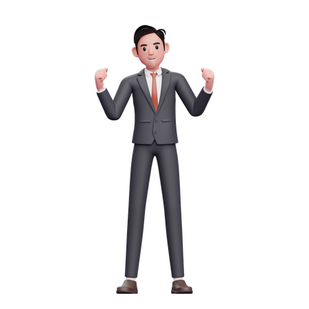 Hombre de negocios en traje formal celebrando  3D Icon