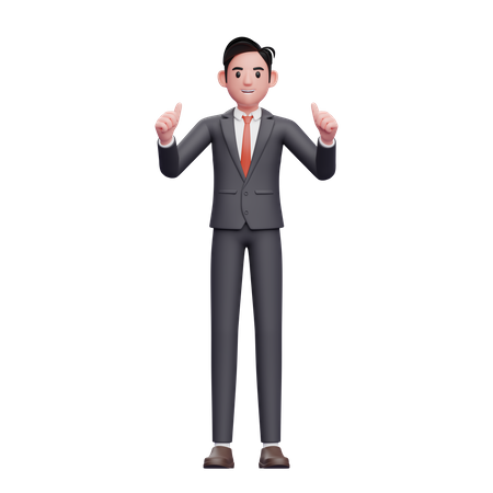 Hombre de negocios en traje formal dar aplausos pulgares hacia arriba  3D Icon