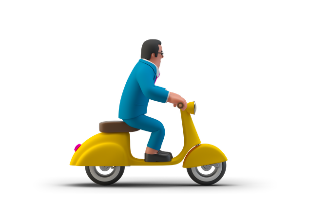 Hombre de negocios en una scooter  3D Icon