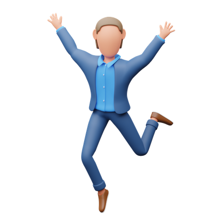 Hombre de negocios feliz y saltando  3D Icon