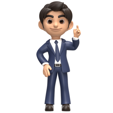 Guapo hombre de negocios señalando  3D Illustration