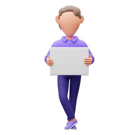 Hombre de negocios llevando una pizarra blanca  3D Icon