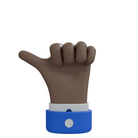 Mano de hombre de negocios con el pulgar apuntando hacia la izquierda, mano marrón  3D Icon