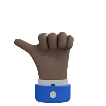 Mano de hombre de negocios con el pulgar apuntando hacia la izquierda, mano marrón  3D Icon