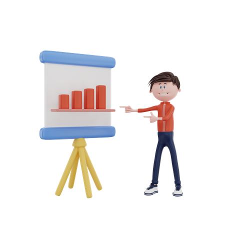 Hombre de negocios mostrando informe de datos  3D Icon
