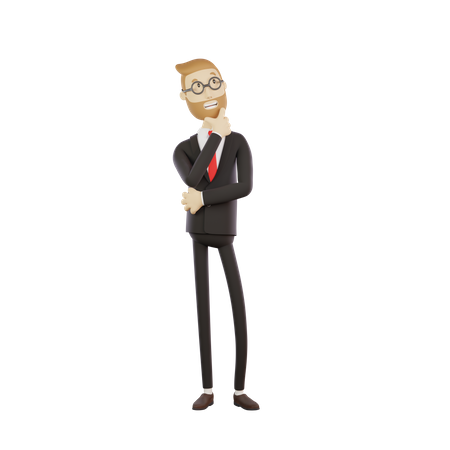 Hombre de negocios pensativo  3D Icon