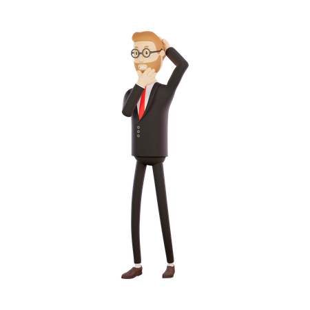 Hombre de negocios pensativo  3D Icon