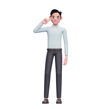 Hombre de negocios, posar, paz, dedo  3D Icon