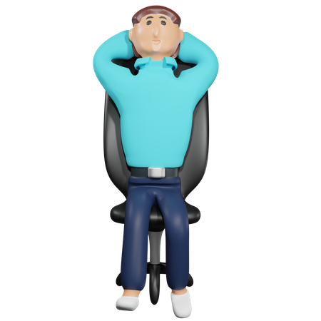 El hombre de negocios se sienta tranquilamente en una silla.  3D Illustration