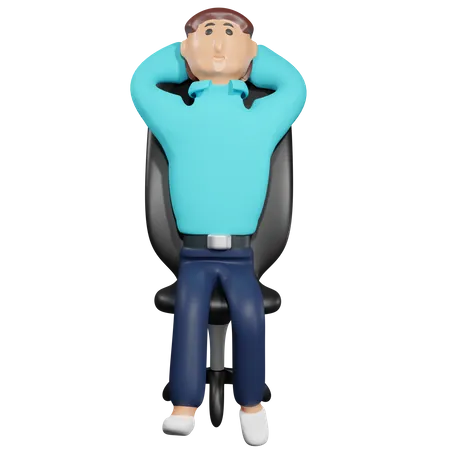 El hombre de negocios se sienta tranquilamente en una silla.  3D Illustration