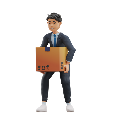 Hombre de negocios, tenencia, caja  3D Illustration