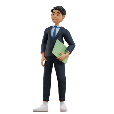 Hombre de negocios, tenencia, libro  3D Illustration