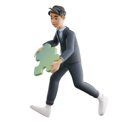 Hombre de negocios sosteniendo rompecabezas  3D Illustration