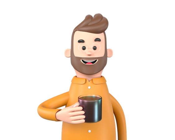 Hombre de negocios, tenencia, taza  3D Illustration