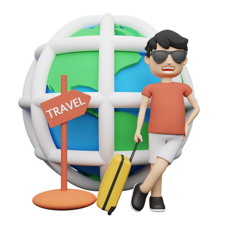 Empresario en viaje internacional  3D Illustration