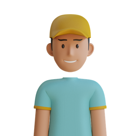 Hombre de pelo corto con sombrero  3D Icon