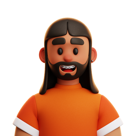 Hombre de pelo largo  3D Icon