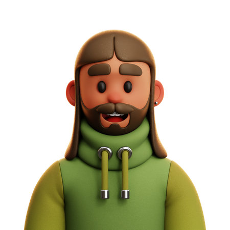 Hombre de pelo largo  3D Icon