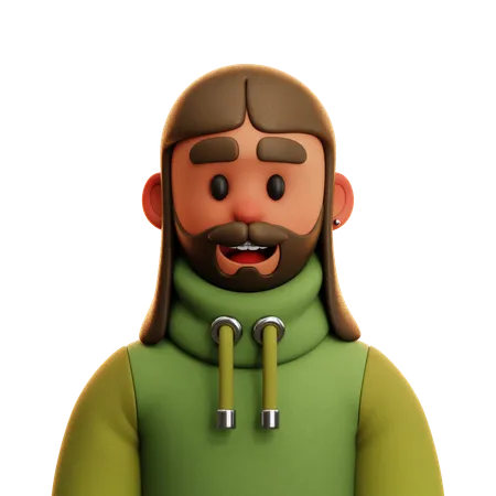 Hombre de pelo largo  3D Icon