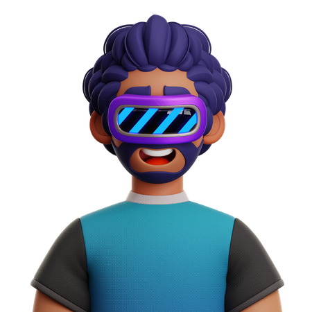 Hombre de pelo rizado con vr  3D Icon