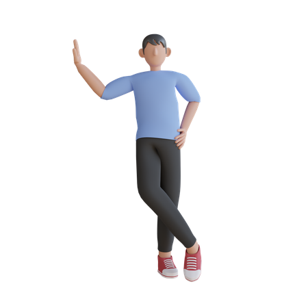 Hombre de pie en pose magra  3D Illustration