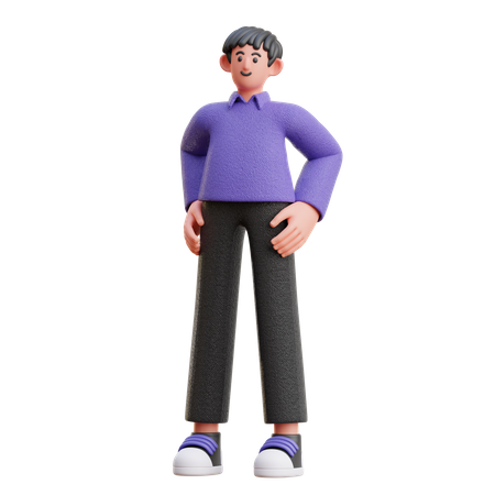 Pose de hombre de pie  3D Illustration