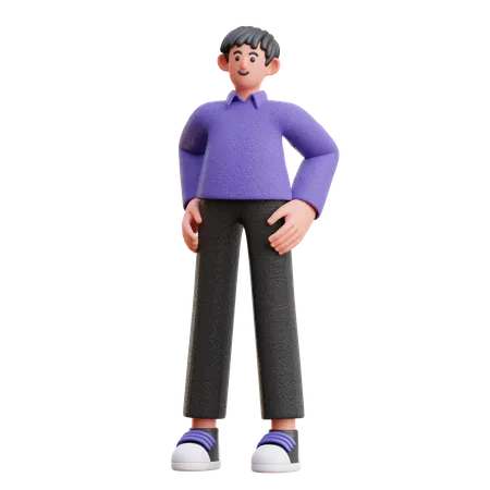 Pose de hombre de pie  3D Illustration