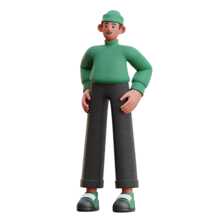 Pose de hombre de pie  3D Illustration