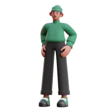 Pose de hombre de pie  3D Illustration