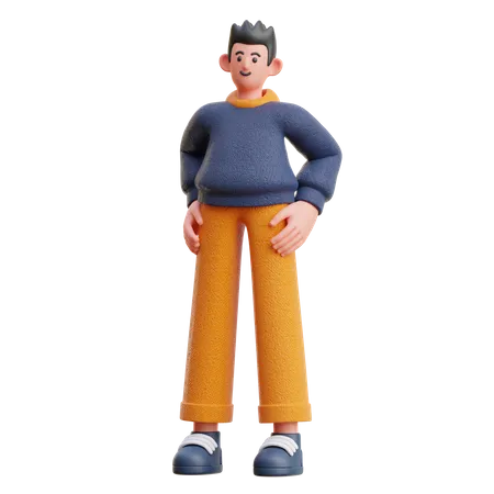 Pose de hombre de pie  3D Illustration