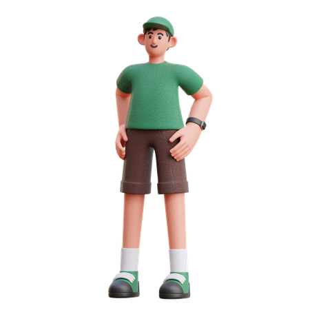 Pose de hombre de pie  3D Illustration