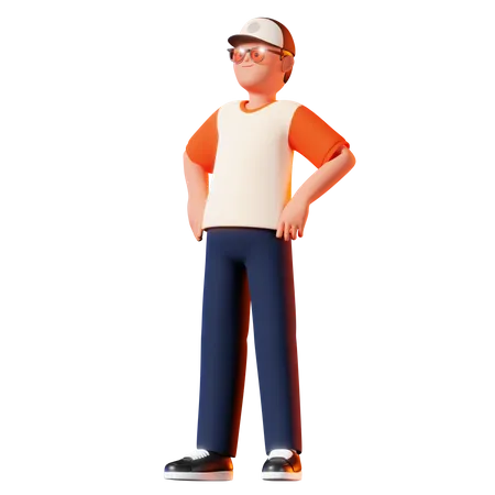 Hombre de pie con orgullo posar  3D Illustration