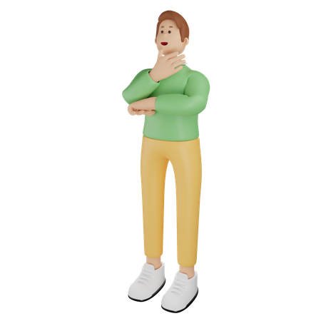 Hombre de pie y pensando algo  3D Illustration