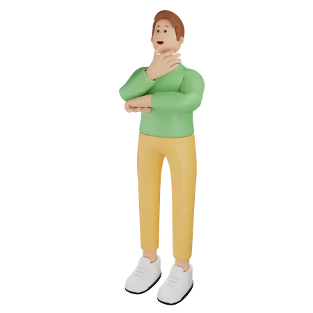 Hombre de pie y pensando algo  3D Illustration