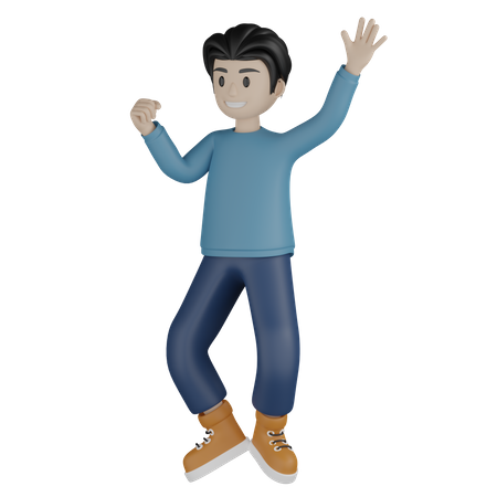 Hombre de pie y saludar  3D Illustration