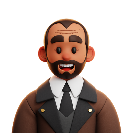 Hombre de traje marrón  3D Icon