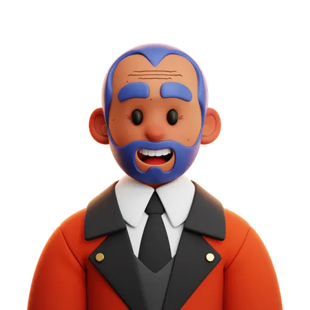 Hombre de traje naranja  3D Icon