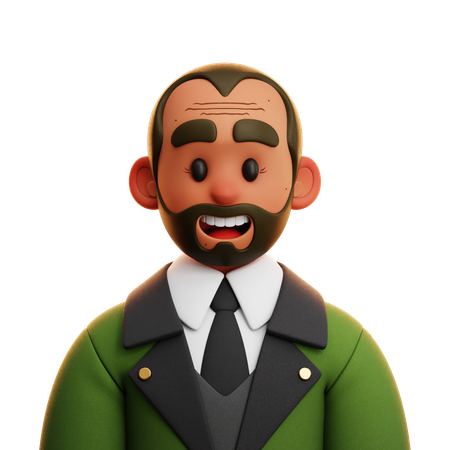 Hombre de traje verde  3D Icon