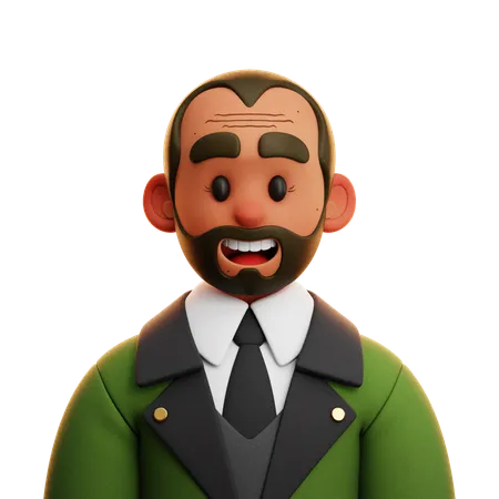 Hombre de traje verde  3D Icon