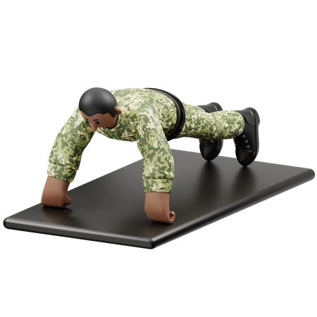 Hombre del ejército haciendo Push Up  3D Illustration